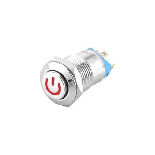 Vypínač chromový 12-24V/3A, červený