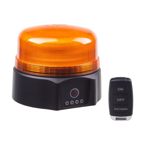 Maják LED magnetický, Akumulátorový, oranžový + ovladač