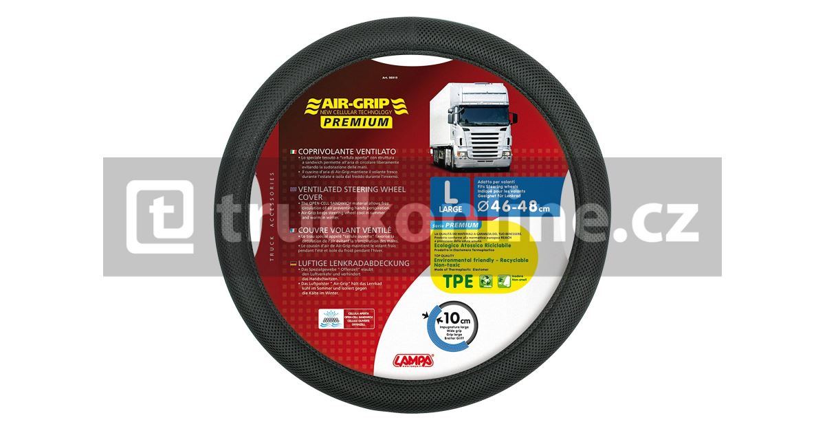 COUVERCLE DU VOLANT Air-Grip Noir Aéré Camion Caravan en Tissu Taille L 46-48 CM EUR 51,45