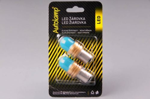 2ks žárovka LED 24V 21W BA15s, modrá
